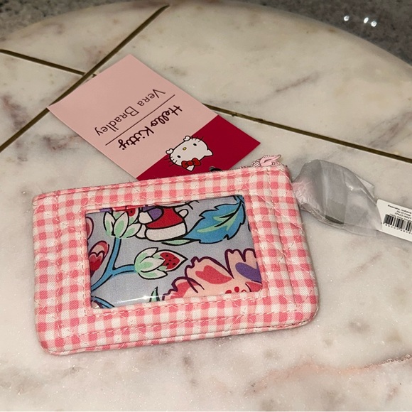 ✨NWT✨ Vera Bradley x Hello Kitty Gingham Iconic Zip ID Case - Picture 3 of 4
